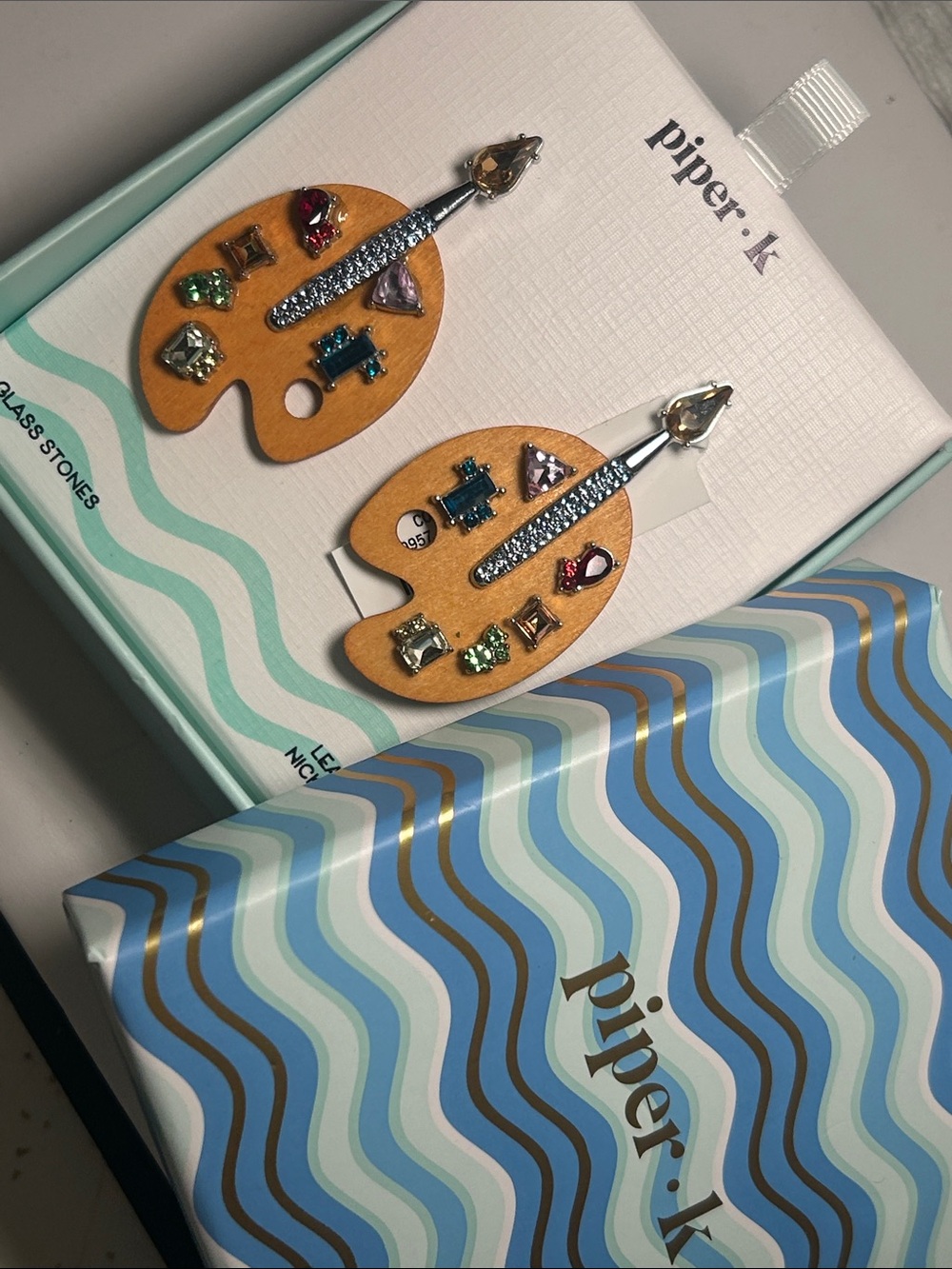 Piper•k  Artist Palette 🎨 Earrings with Multicolor Glass Stones
